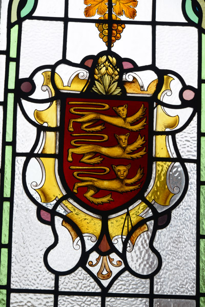 Stained Glass with coat-of-arms of Guernsey, similar to Normandy