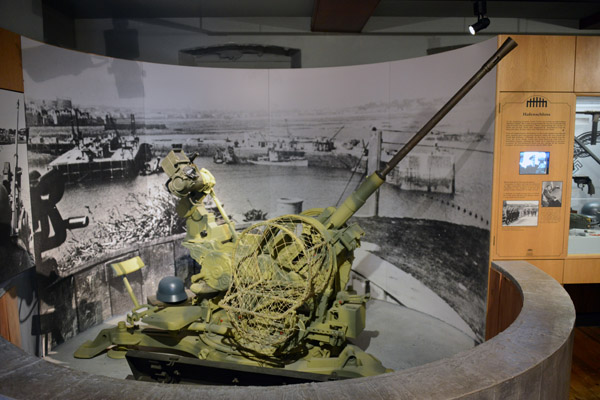 German anti-aircraft gun installed in the castle during World War II