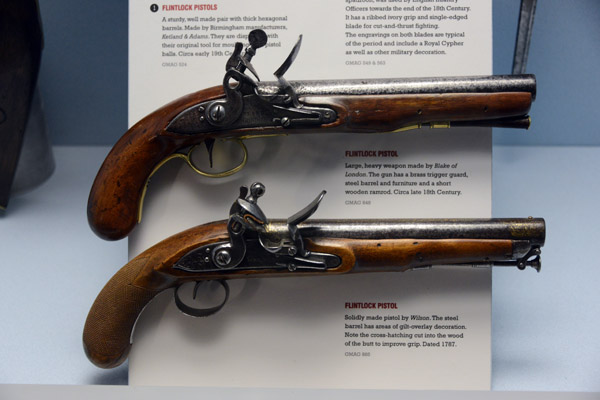 Flintlock Pistols, 18th C., Royal Guernsey Militia Museum