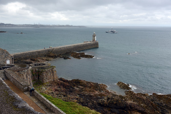 St. Peter Port breakwater and lighthouse from the Citadel