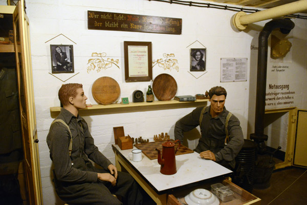 Break room in the bunker complex at Stützpunkt Rotenstein