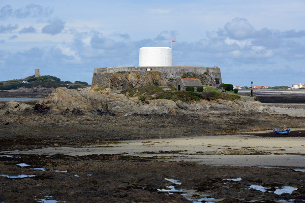 Fort Grey, protecting the long beach at Rocquaine Bay on the west coast of Guernsey