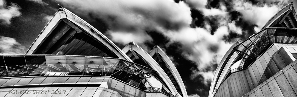 Sydney Opera House monochrome panorama