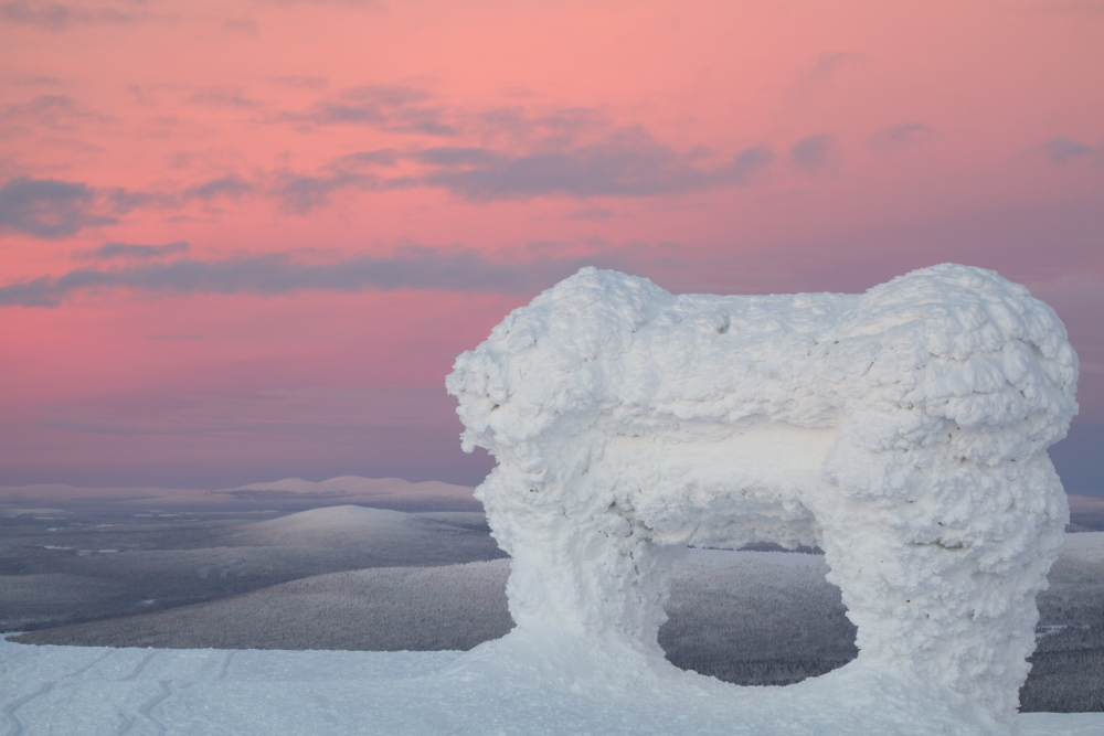 Ice and snow-covered sign