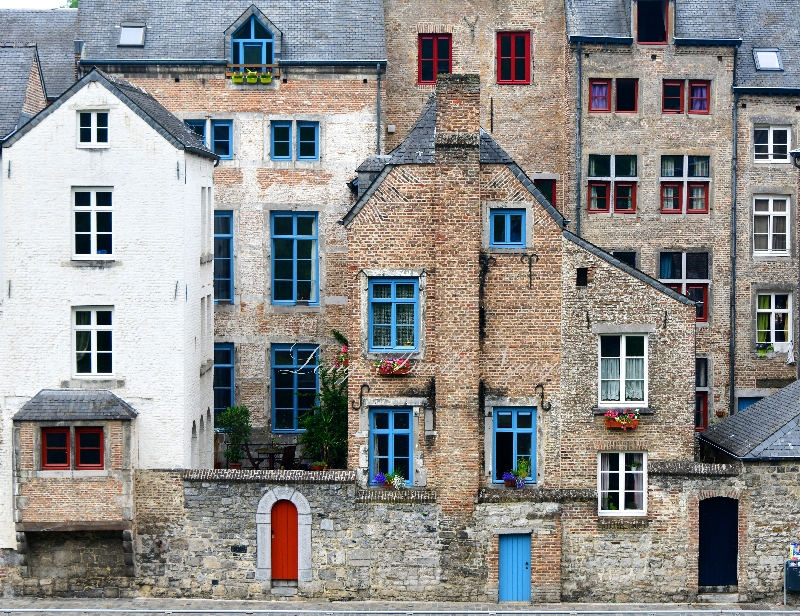 Red and Blue windows and doors, Namur Belgium 087. 