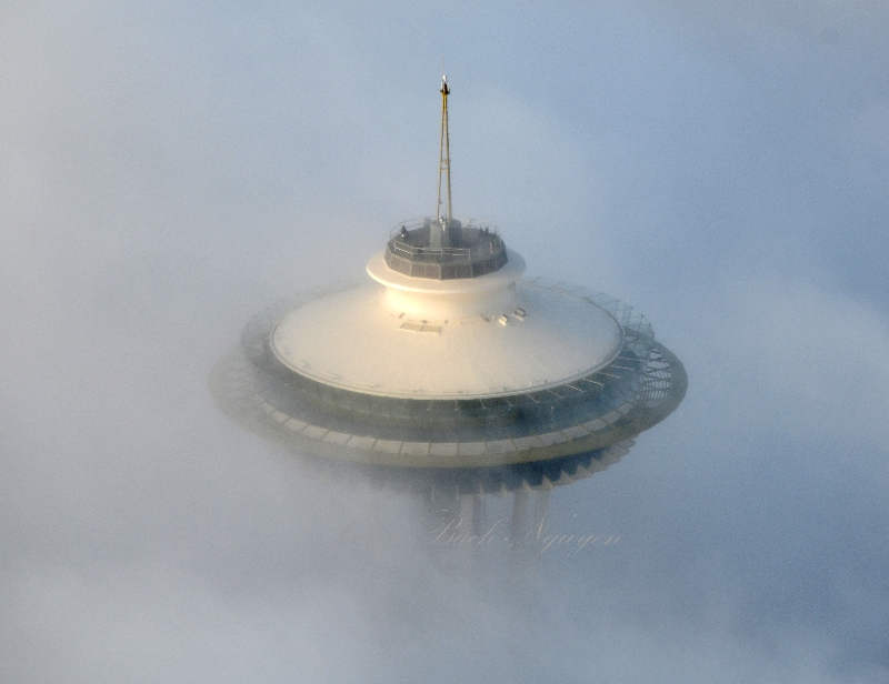 Space Needle hidden in Fog, Seattle, Washington 432 