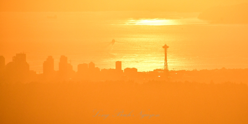Orange Sky over Seattle and Space Needle 190 