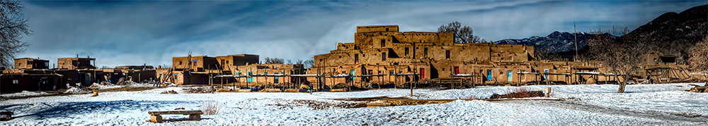 Snowy Taos Pueblo