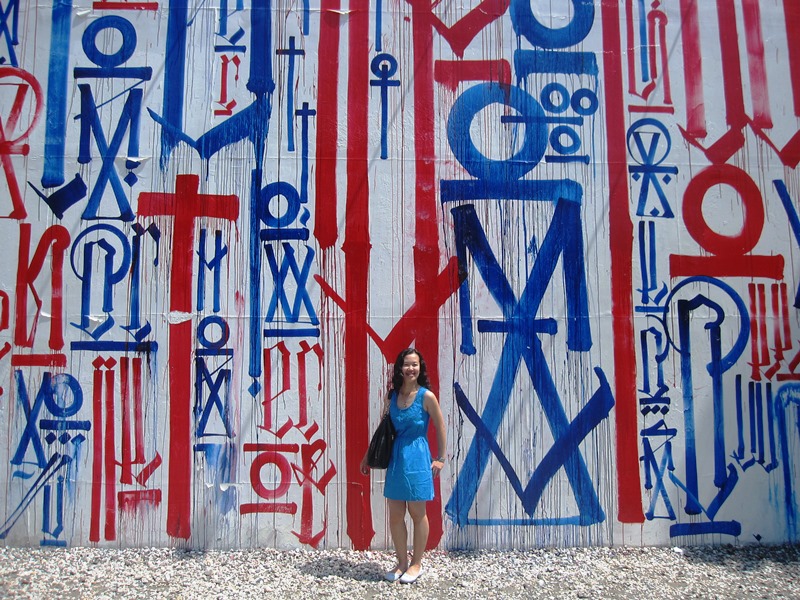 Lady and a wall