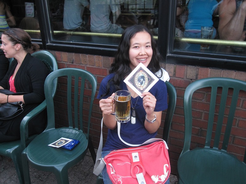 Enjoying a cold one...