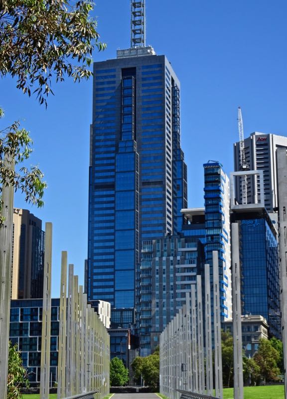 City view through Birrarung Marr walkway