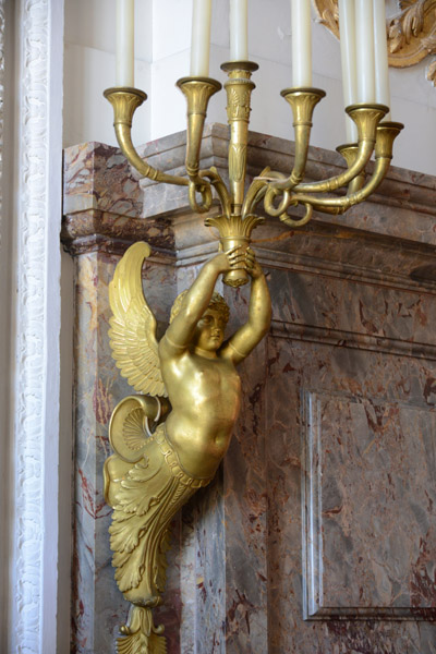Cherub candelabra in the Malachite Room, Grand Trianon Palace