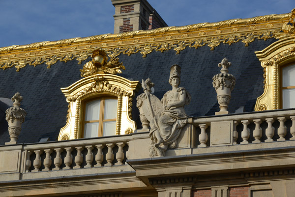 Detail of the top level of part of the north wing, Palace of Versailles