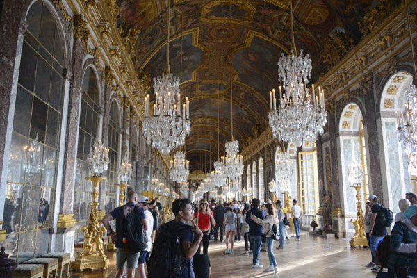 Hall of Mirrors 73m long, Palace of Versailles