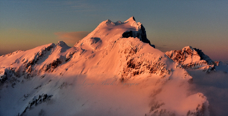 Three Fingers and Whitehorse Mountain in golden light, Cascade Mountains, Washington 393 