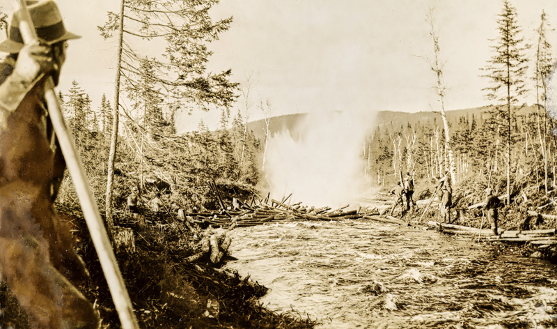 Blasting a Log Jam  