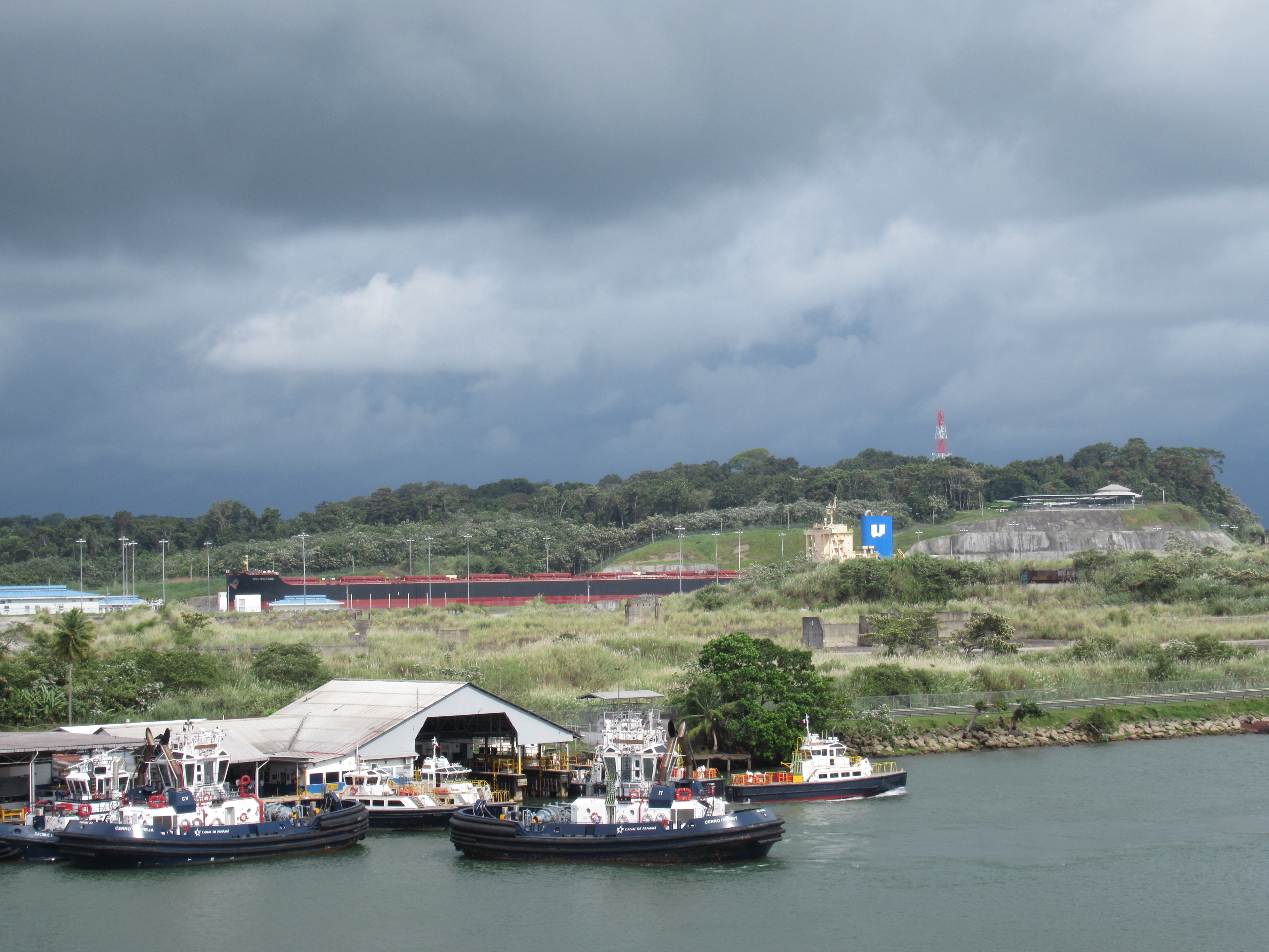 34 As We Enter 1st Lock, We See a Large Tanker Enter the 1st Lock of the New Locks