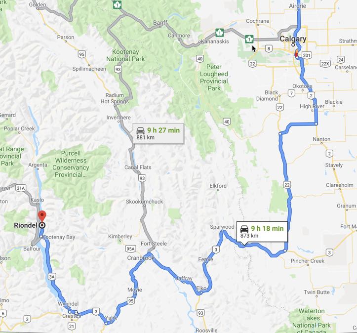 Trip to Riondel from Edmonton