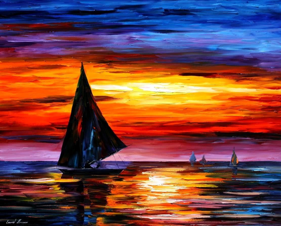 AWAY FROM THE SUNSET — oil painting on canvas