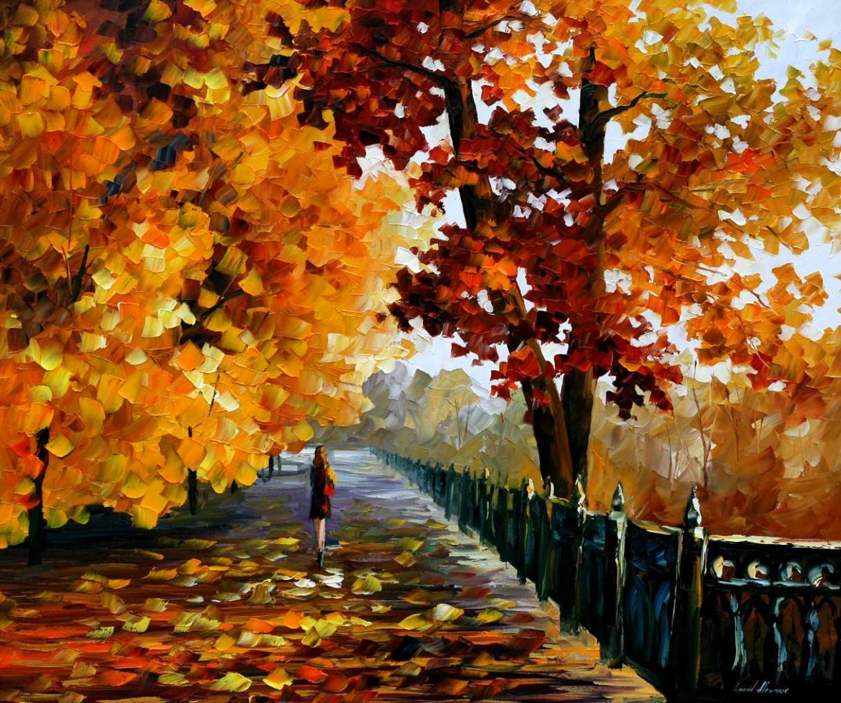 BLUES OF FALLING LEAFS  oil painting on canvas