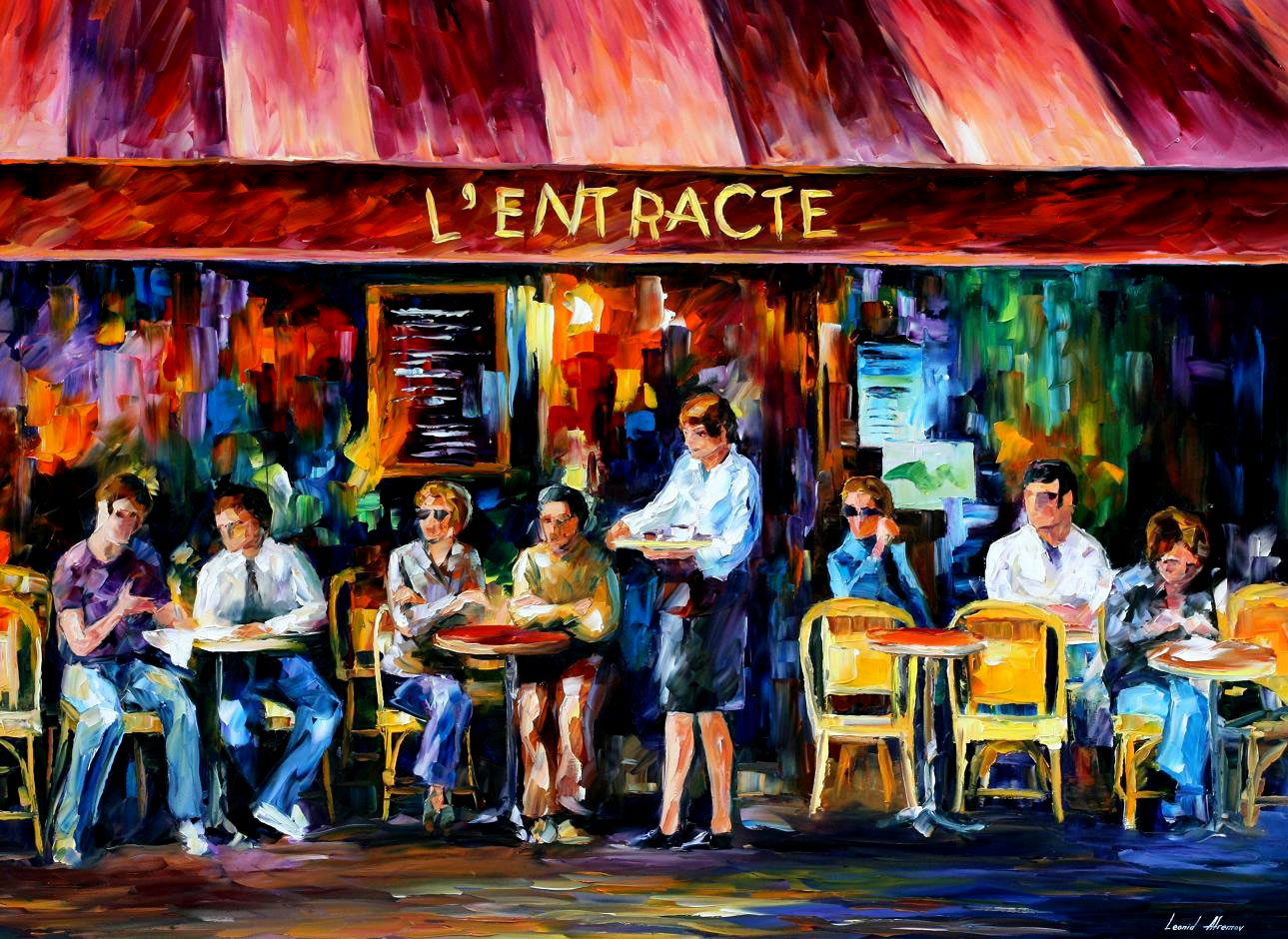 CAFE IN PARIS  oil painting on canvas