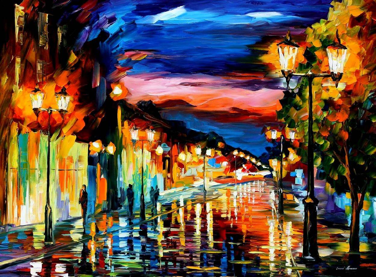 THE ROAD OF MEMORIES  PALETTE KNIFE Oil Painting On Canvas By Leonid Afremov