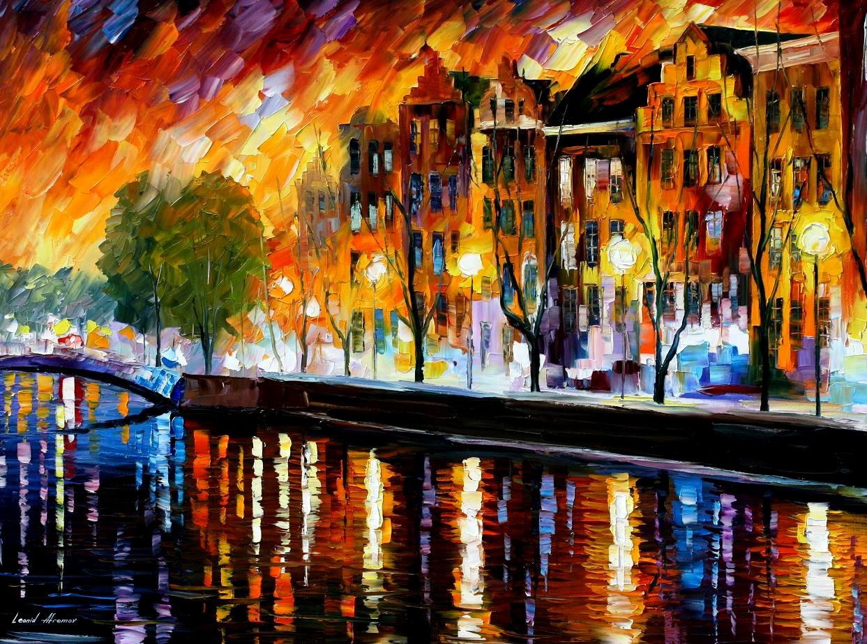 AMSTERDAM - WINTER REFLECTION  oil painting on canvas