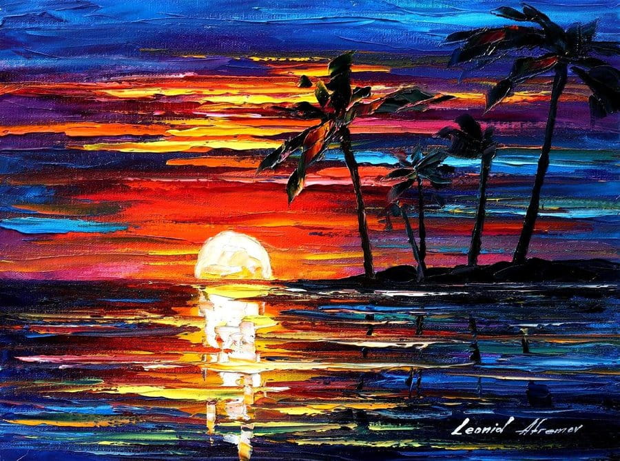 CARIBBEAN MOOD 2  PALETTE KNIFE Oil Painting On Canvas By Leonid Afremov