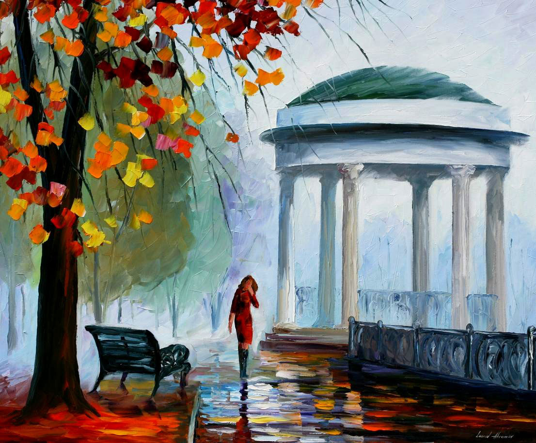 FOGGY AUTUMN PARK 72x48 (180cm x 120cm)  oil painting on canvas