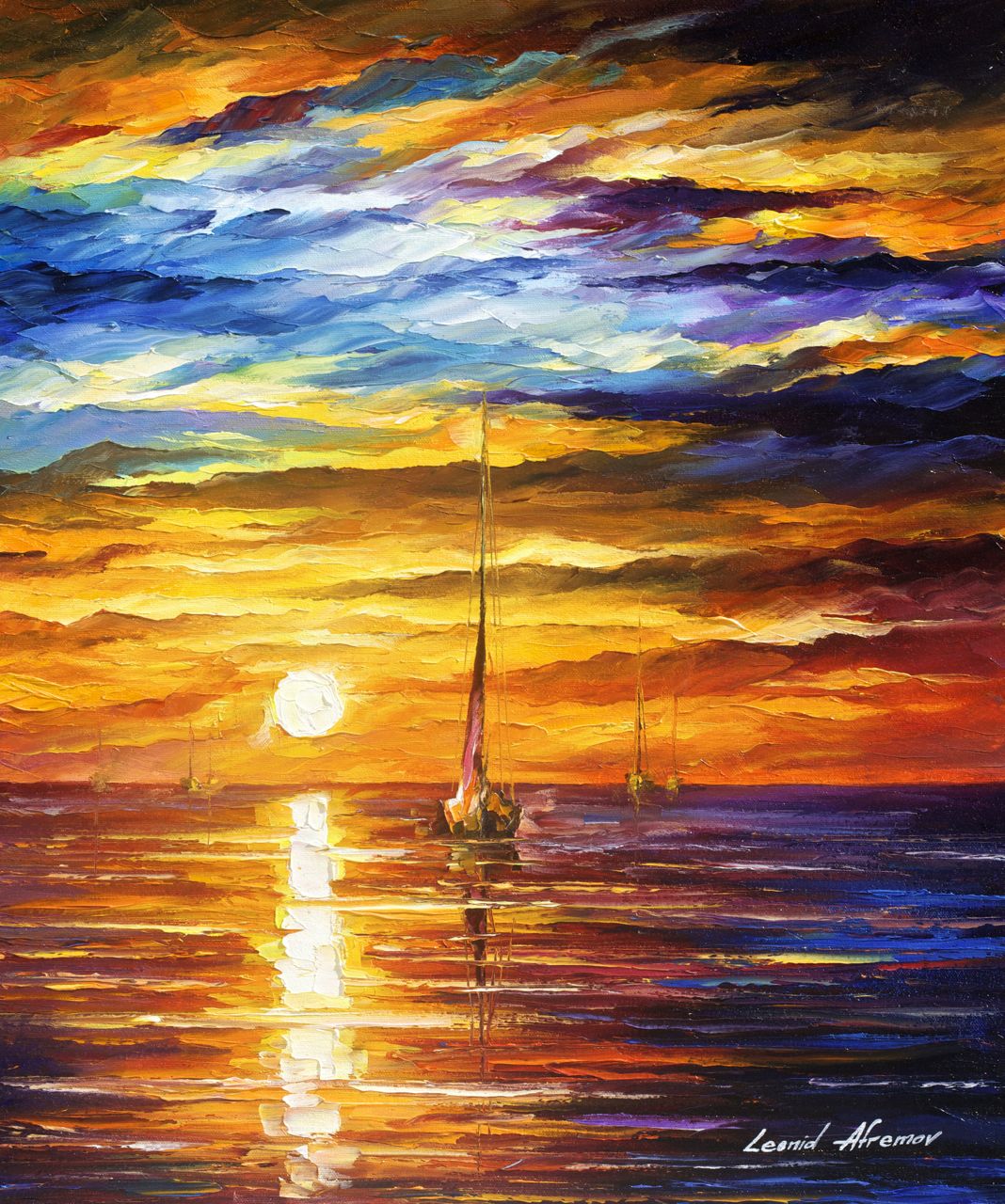 LONELY EVENING SEA  oil painting on canvas