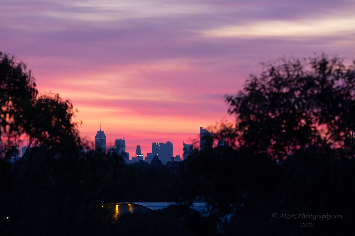 100321_063821_6506 Red Dawn Over The City Beyond The Trees (Sun 21 Mar 10)