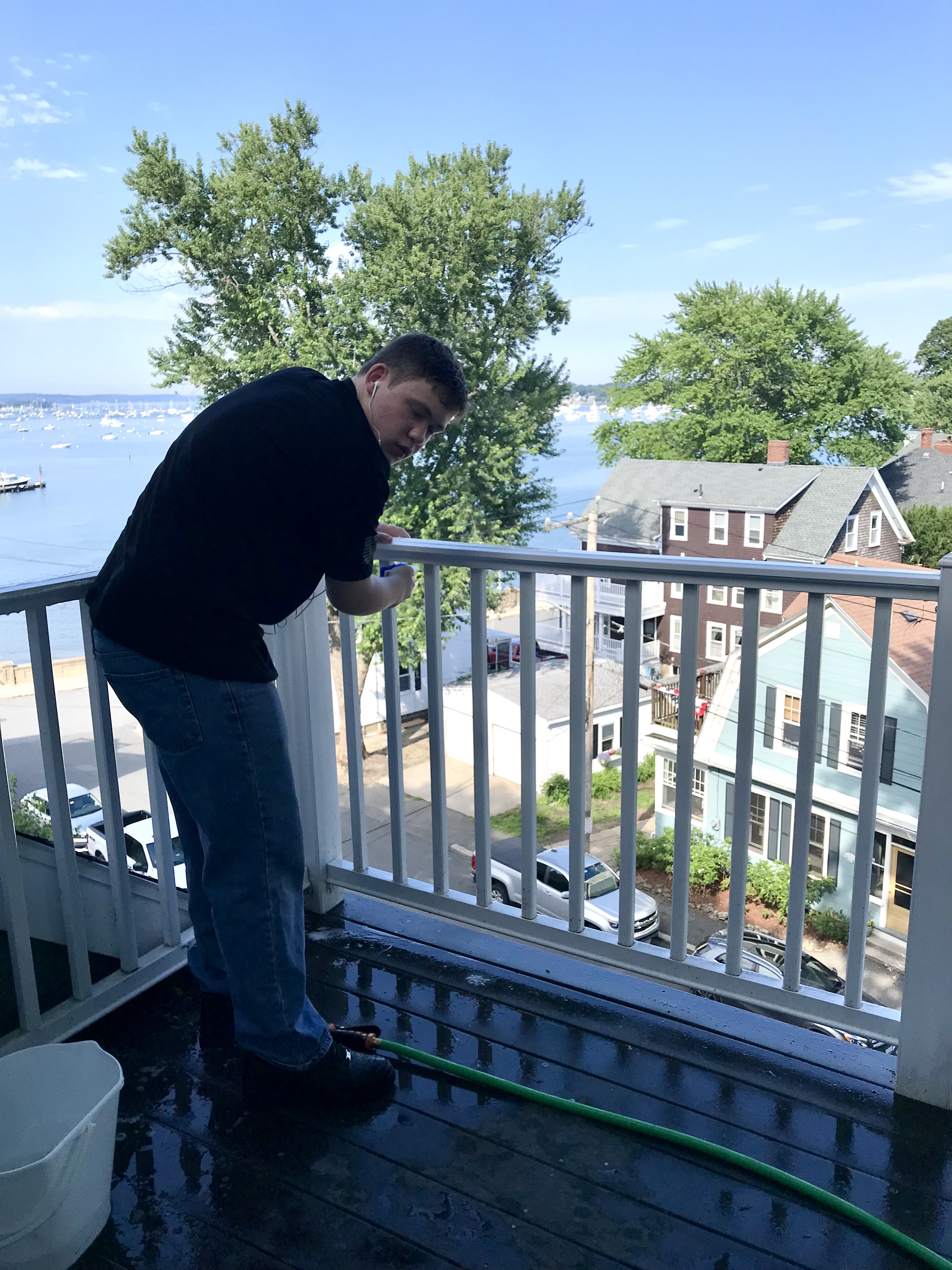 Cleaning the deck