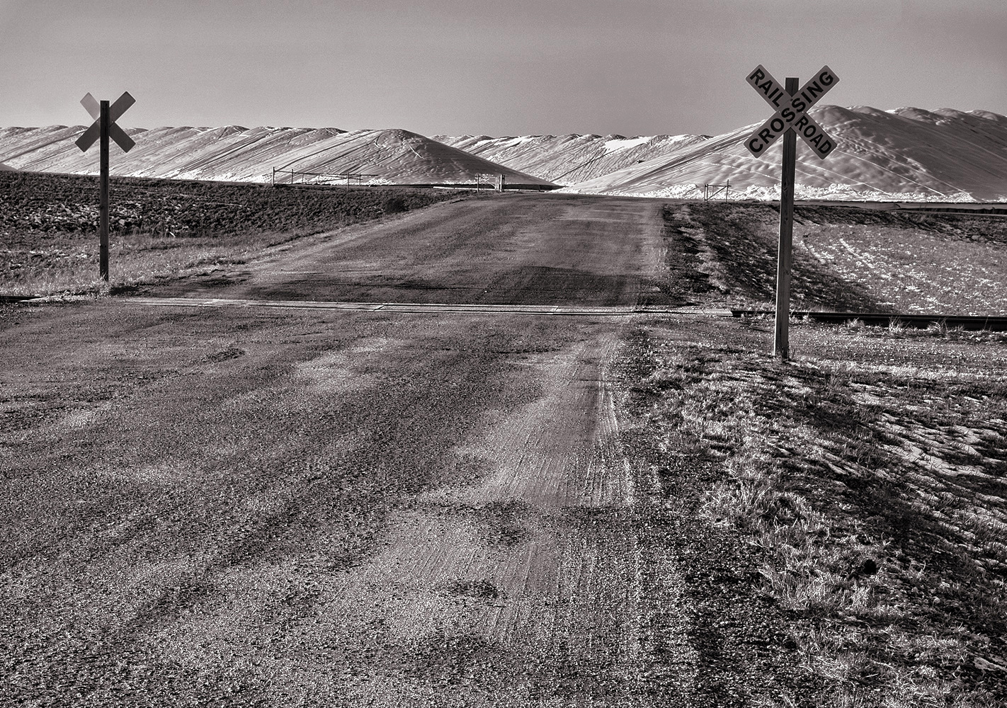 Snow Covered, Canvas Mounds of Grain, Galva, Kansas