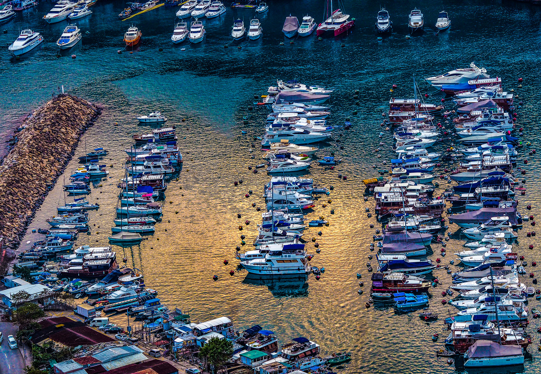 Golden Sunset Over the Typhoon Shelter