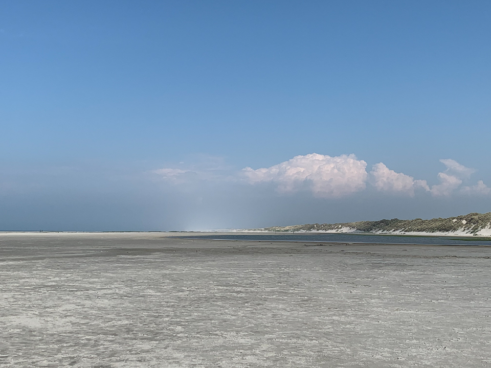 zeemist over het strand