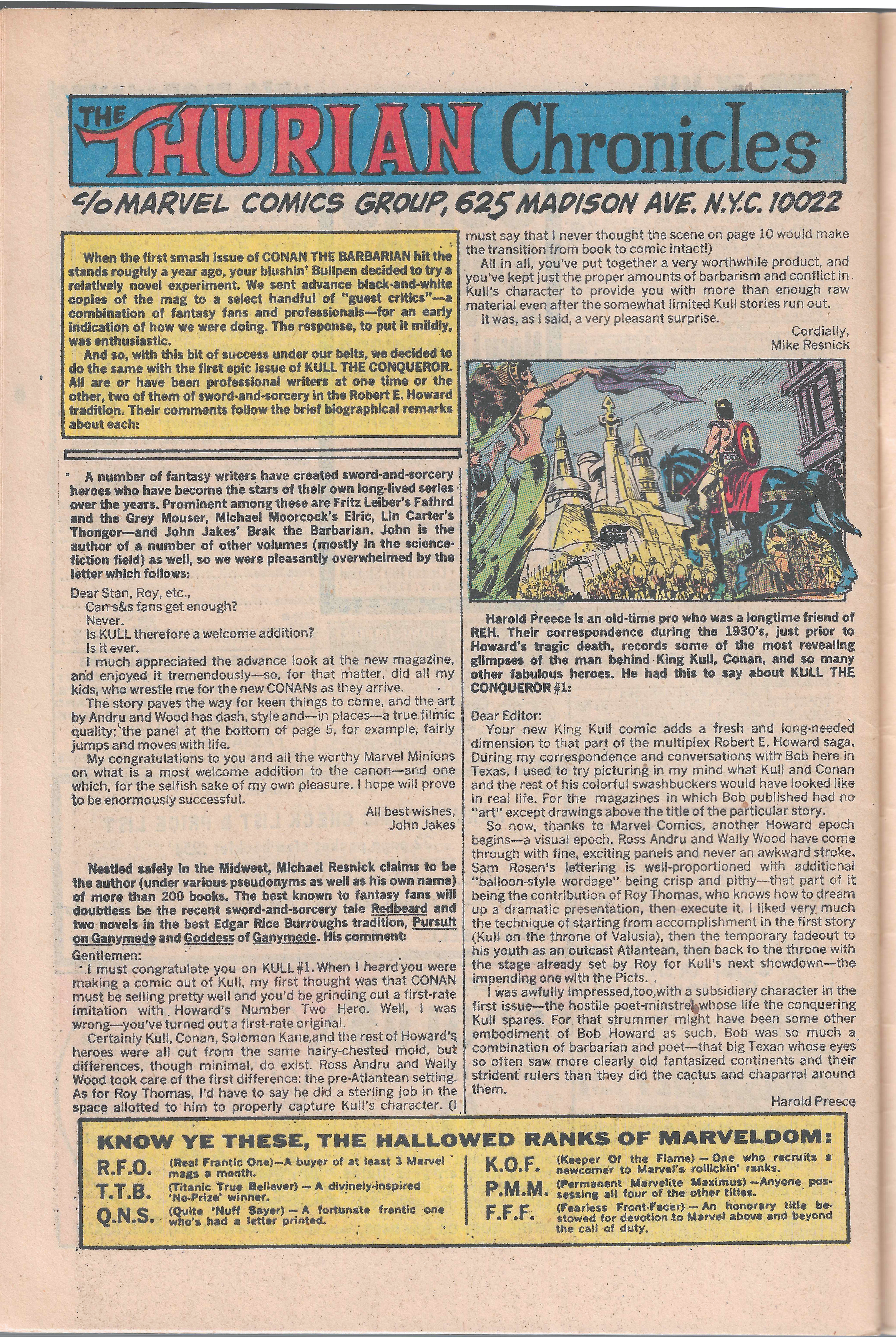Kull the COnqueror Letters Page One
