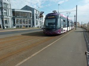 Bombardier Flexity2 008 approaching Pleasant Street for Fleetwood Ferry