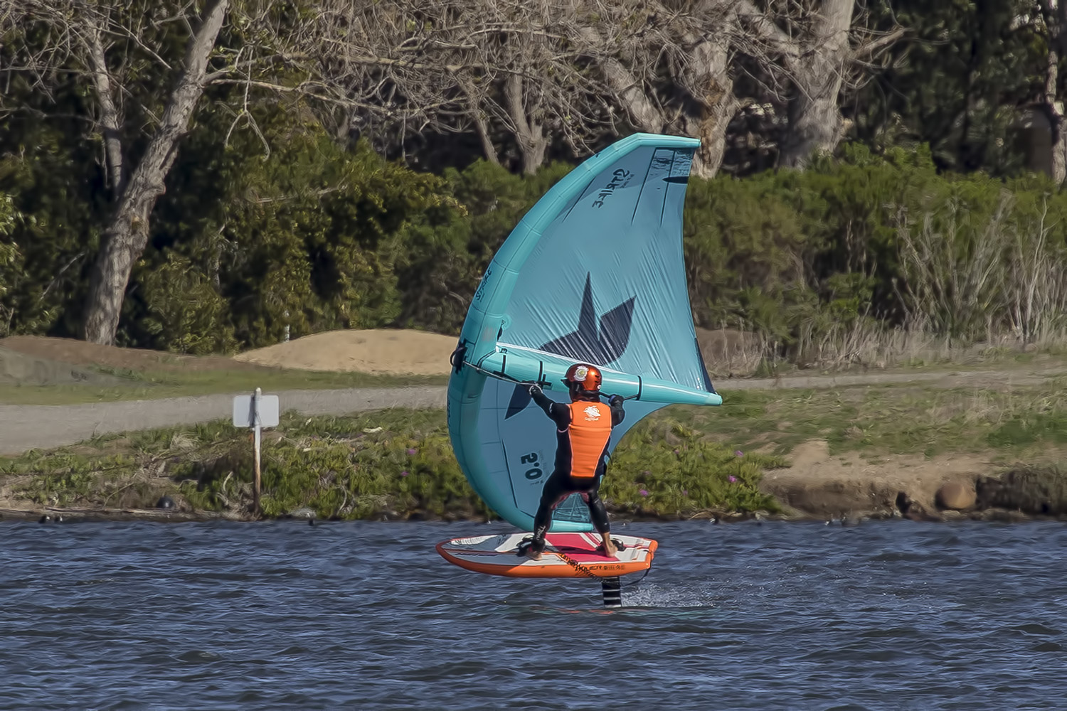 3/21/2021  Wing surfing with a handheld sail