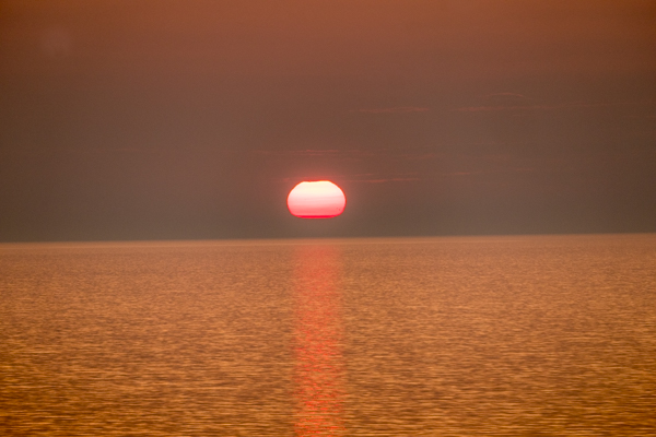 Setting sun on Georgian Bay, Lake Huron