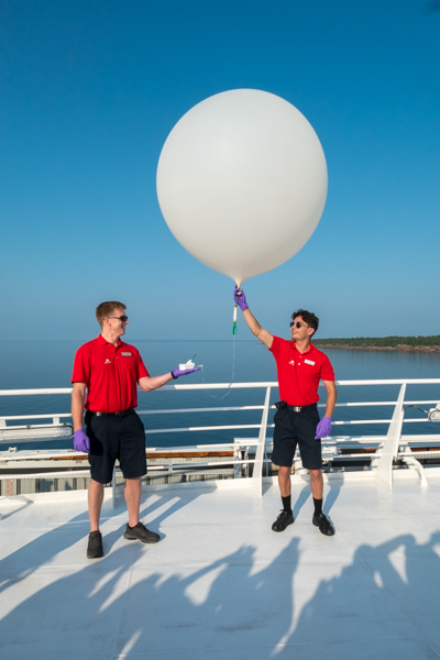 Launching weather balloon