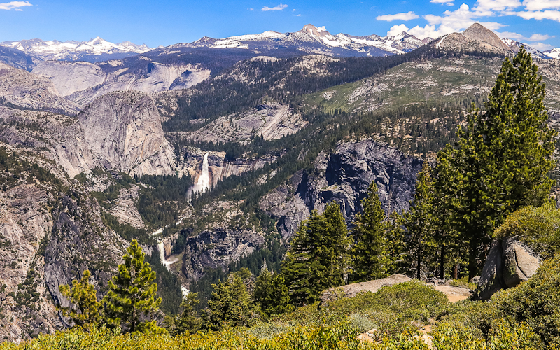Liberty Cap and Nevada and Vernal Falls as seen from Glacier Point in Yosemite National Park