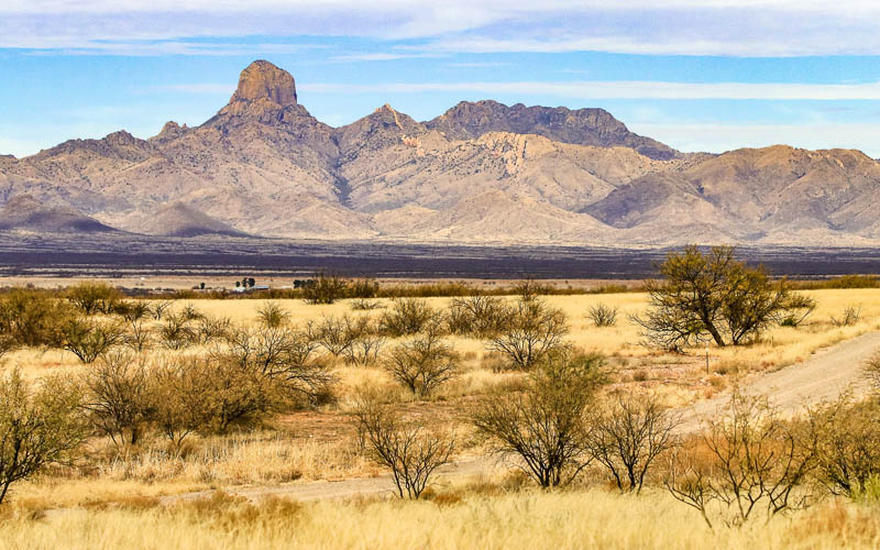 Baboquivari Peak (7,730 ft) across the valley, from the Pronghorn Loop in Buenos Aires NWR 