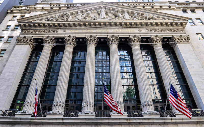 New York Stock Exchange (NYSE) building on Wall Street in New York City