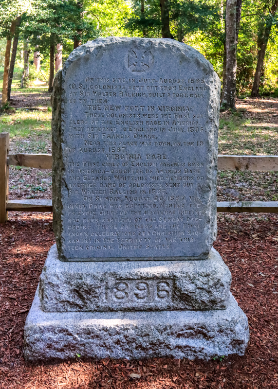Monument to the first English settlers, and the birth of Virginia Dare, in the New World in Fort Raleigh NHS