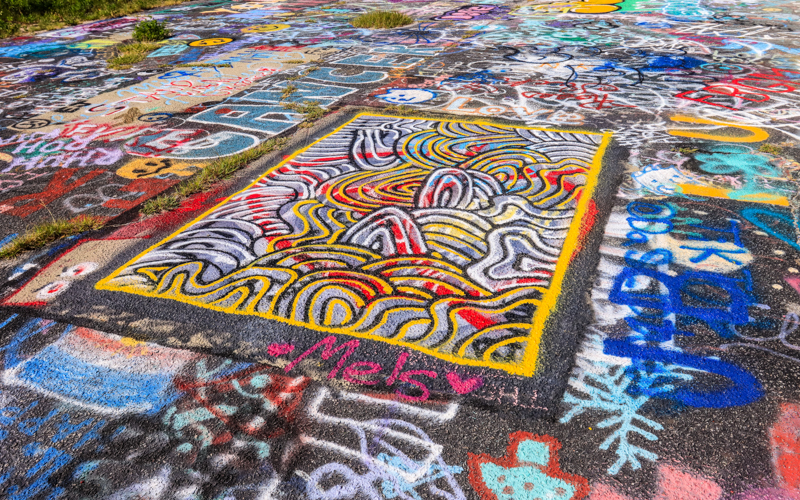 Graffiti road in the Lighthouse Inlet Heritage Preserve on Morris Island near Charleston South Carolina