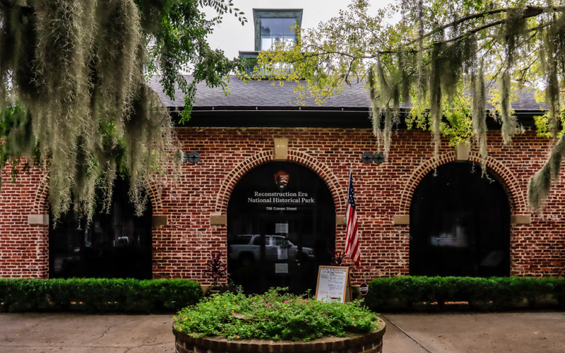 Front of the Old Beaufort Firehouse in Reconstruction Era National Historical Park