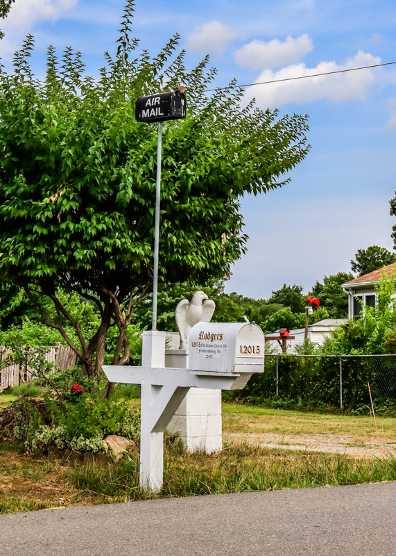 Mailbox and an Airmail box at a residence in Fredericksburg Virginia