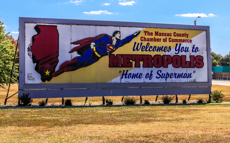 Superman welcome billboard in Metropolis Illinois 