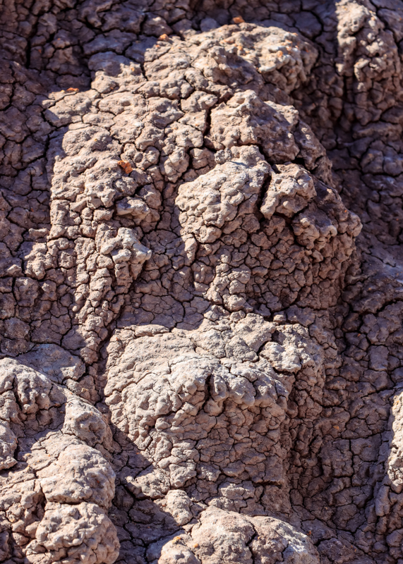 Closeup of the badlands material along the Blue Mesa Trail in Petrified Forest NP