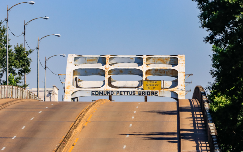 The Edmund Pettus Bridge viewed from the March 7, 1965 site of Bloody Sunday, along the Selma to Montgomery NHT